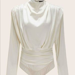 SHEIN mock neck ruched detail bodysuit